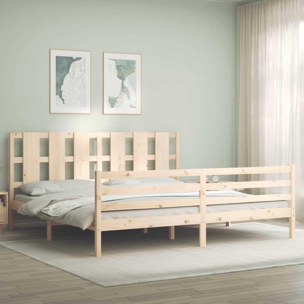 Berkfield Bed Frame with Headboard 200x200 cm Solid Wood
