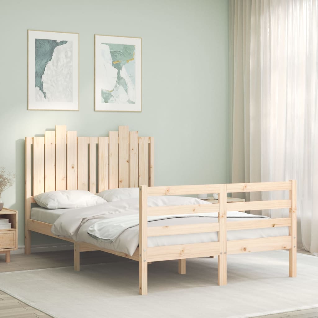 Berkfield Bed Frame with Headboard Small Double Solid Wood