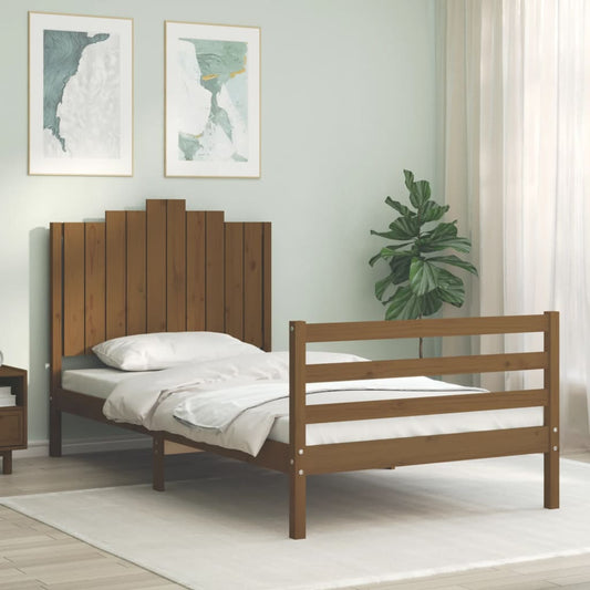 Berkfield Bed Frame with Headboard Honey Brown 100x200 cm Solid Wood