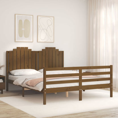 Berkfield Bed Frame with Headboard Honey Brown 160x200 cm Solid Wood