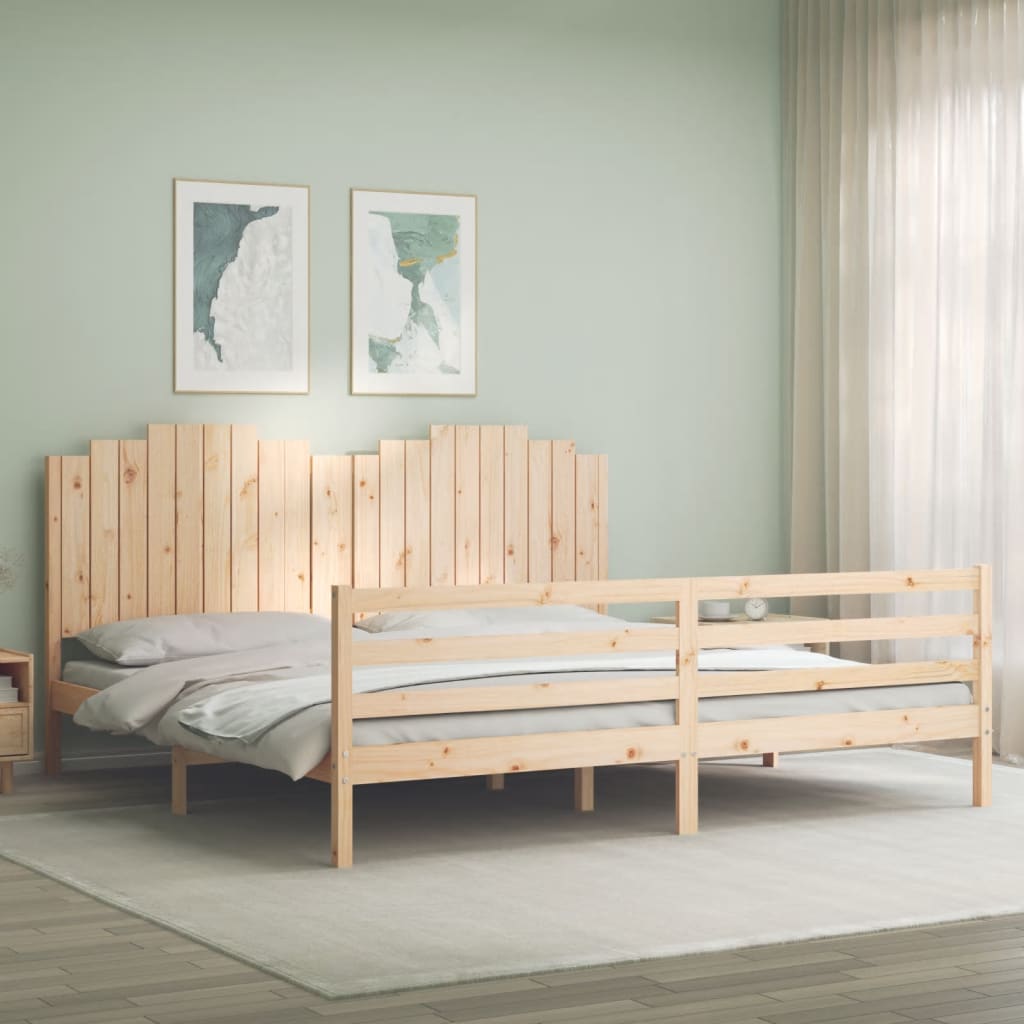 Berkfield Bed Frame with Headboard 200x200 cm Solid Wood