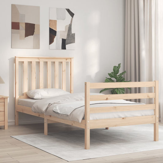 Berkfield Bed Frame with Headboard Single Solid Wood