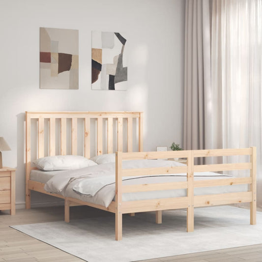 Berkfield Bed Frame with Headboard Small Double Solid Wood