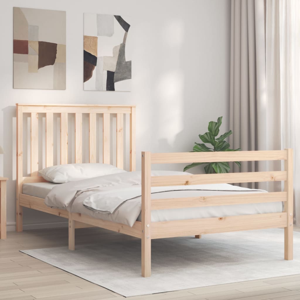 Berkfield Bed Frame with Headboard 100x200 cm Solid Wood