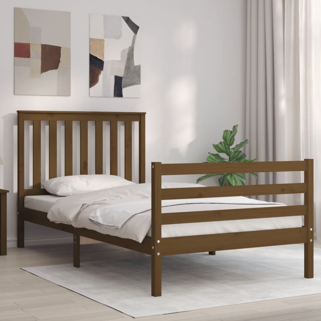 Berkfield Bed Frame with Headboard Honey Brown 100x200 cm Solid Wood