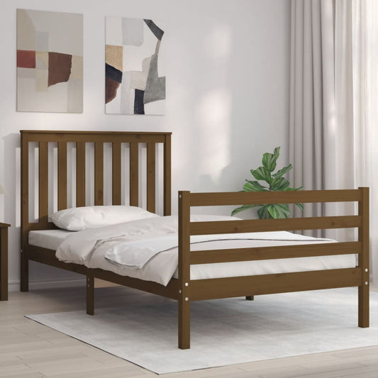 Berkfield Bed Frame with Headboard Honey Brown 100x200 cm Solid Wood