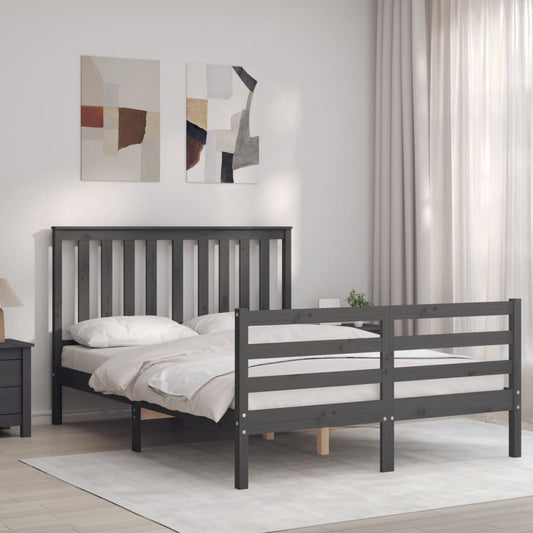 Berkfield Bed Frame with Headboard Grey 120x200 cm Solid Wood