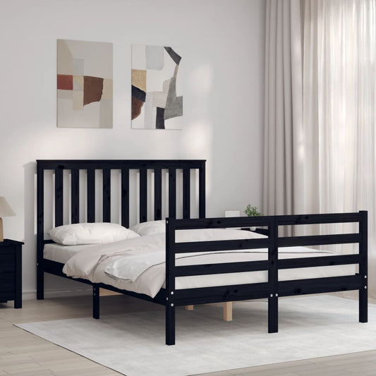 Berkfield Bed Frame with Headboard Black 120x200 cm Solid Wood
