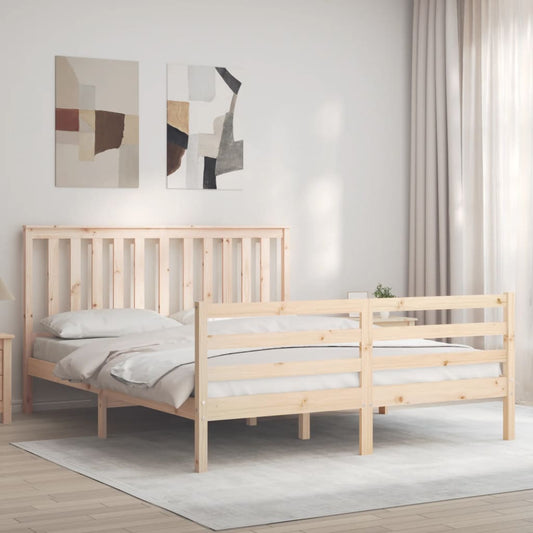 Berkfield Bed Frame with Headboard King Size Solid Wood