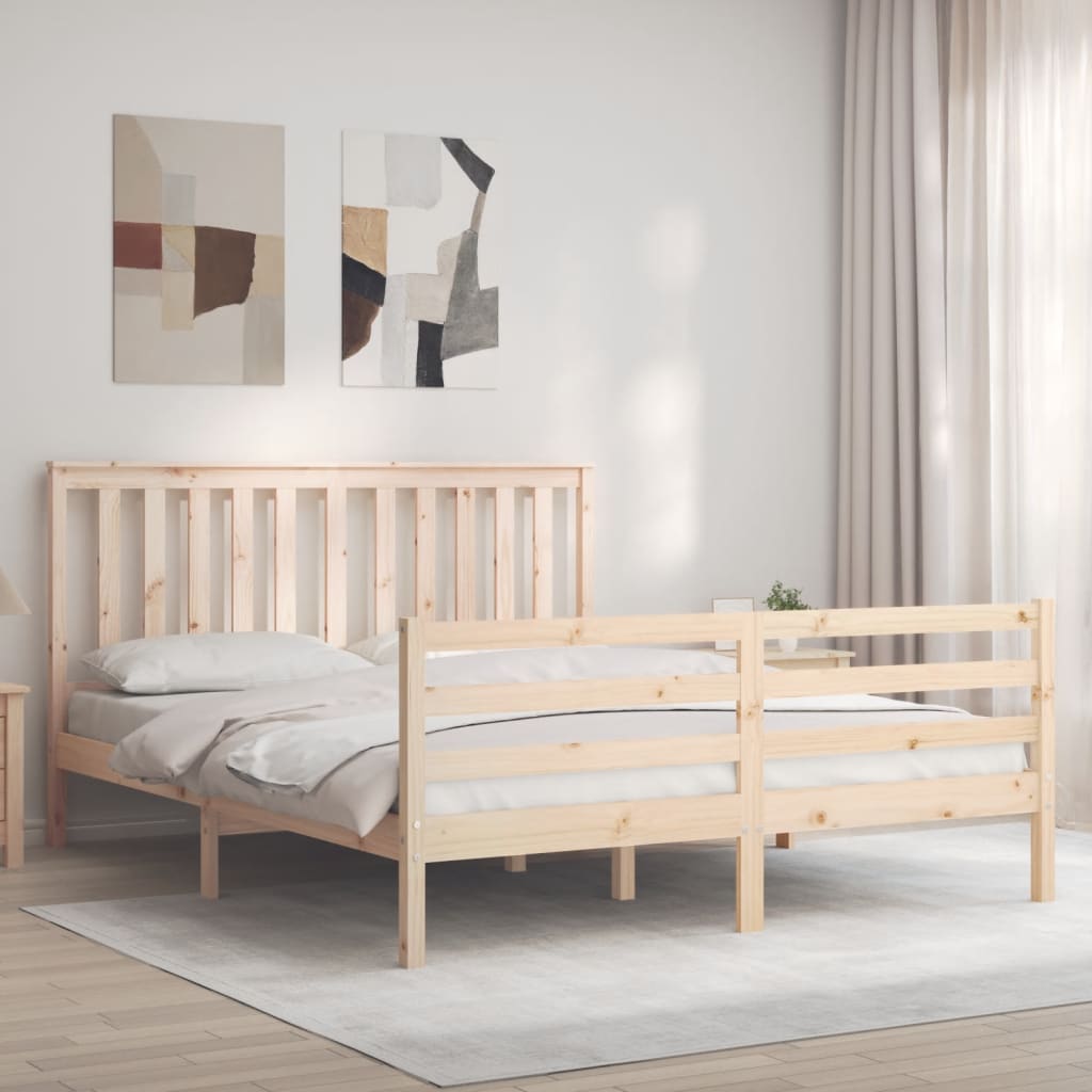 Berkfield Bed Frame with Headboard 160x200 cm Solid Wood