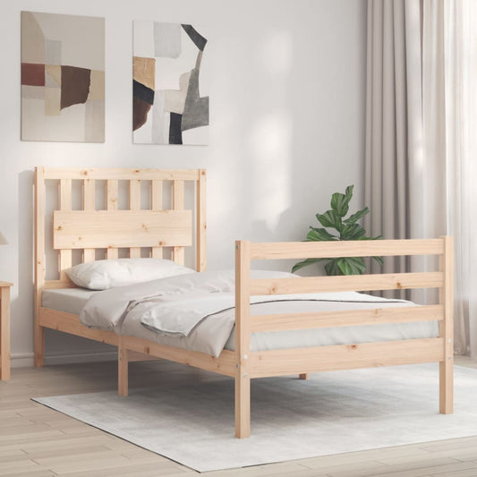 Berkfield Bed Frame with Headboard Single Solid Wood