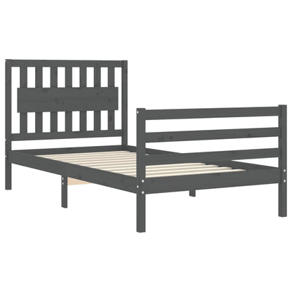Berkfield Bed Frame with Headboard Grey 100x200 cm Solid Wood