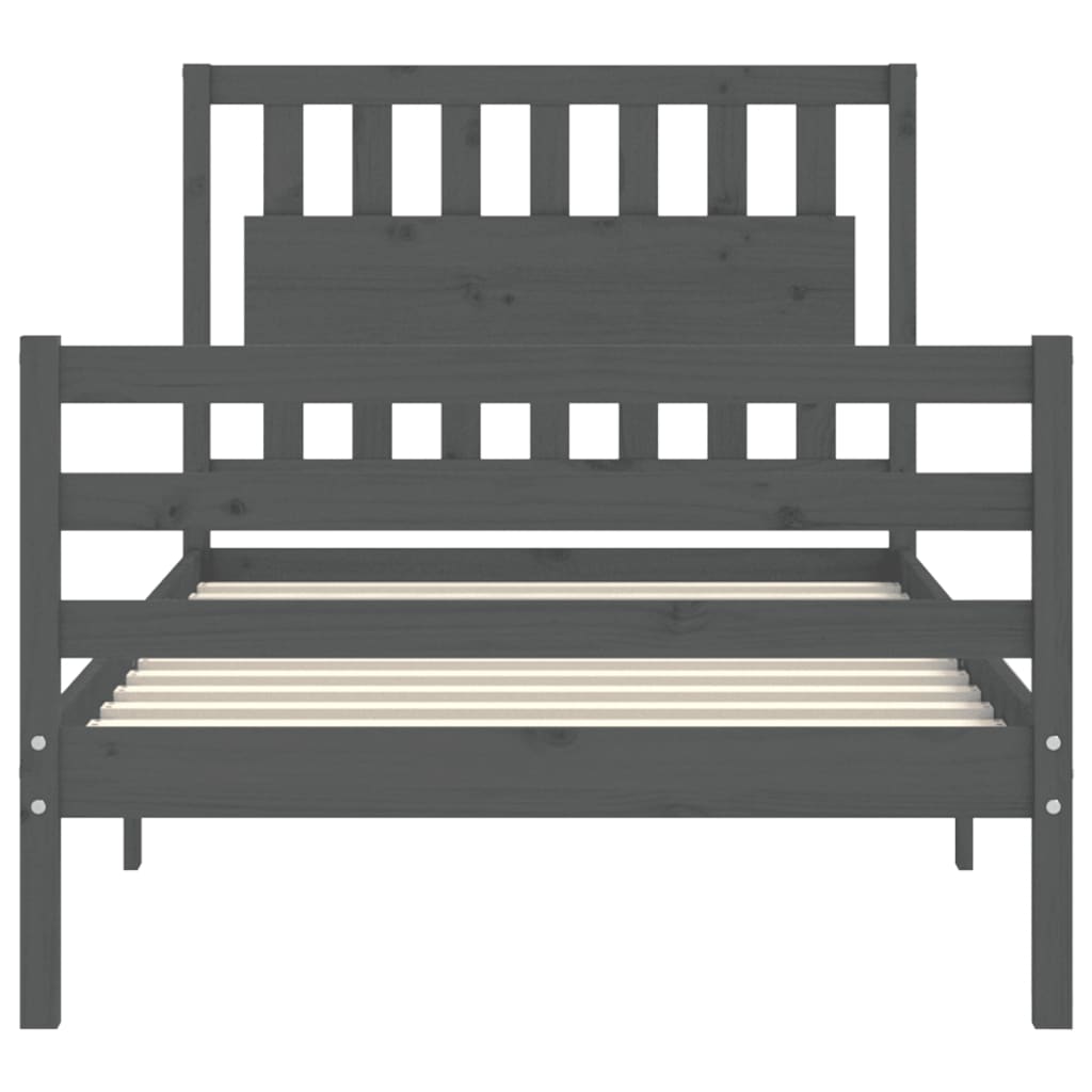 Berkfield Bed Frame with Headboard Grey 100x200 cm Solid Wood