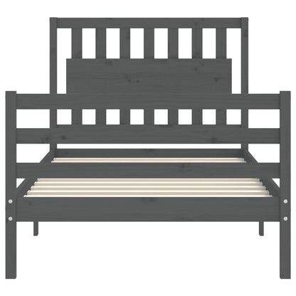 Berkfield Bed Frame with Headboard Grey 100x200 cm Solid Wood