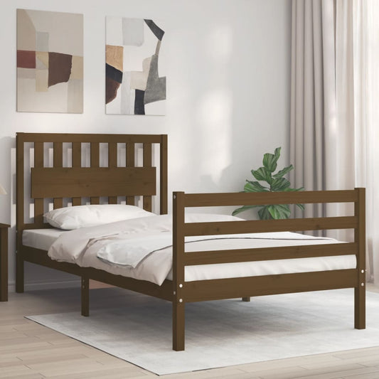 Berkfield Bed Frame with Headboard Honey Brown 100x200 cm Solid Wood