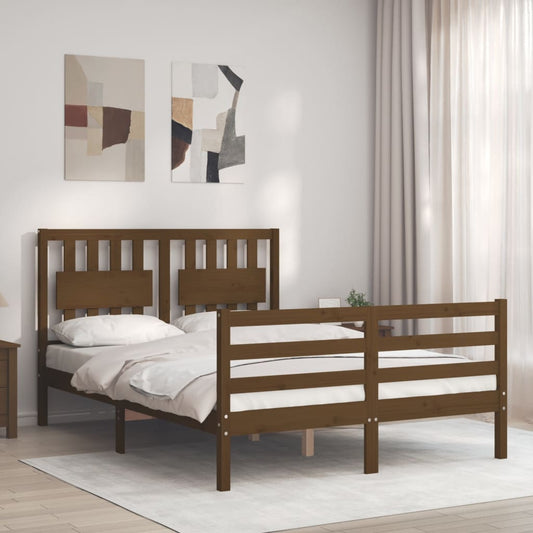 Berkfield Bed Frame with Headboard Honey Brown 120x200 cm Solid Wood