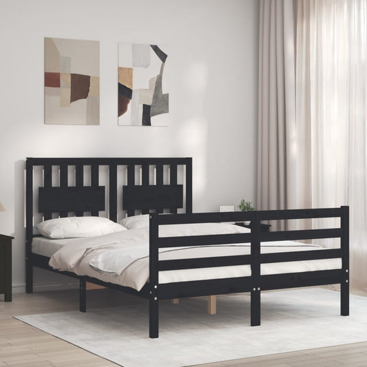 Berkfield Bed Frame with Headboard Black 120x200 cm Solid Wood