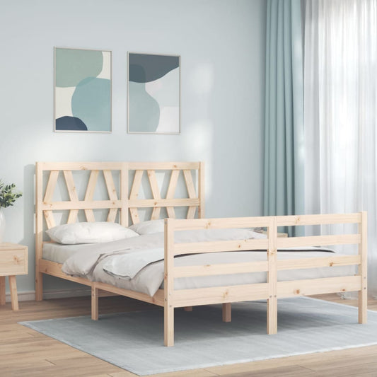 Berkfield Bed Frame with Headboard Small Double Solid Wood