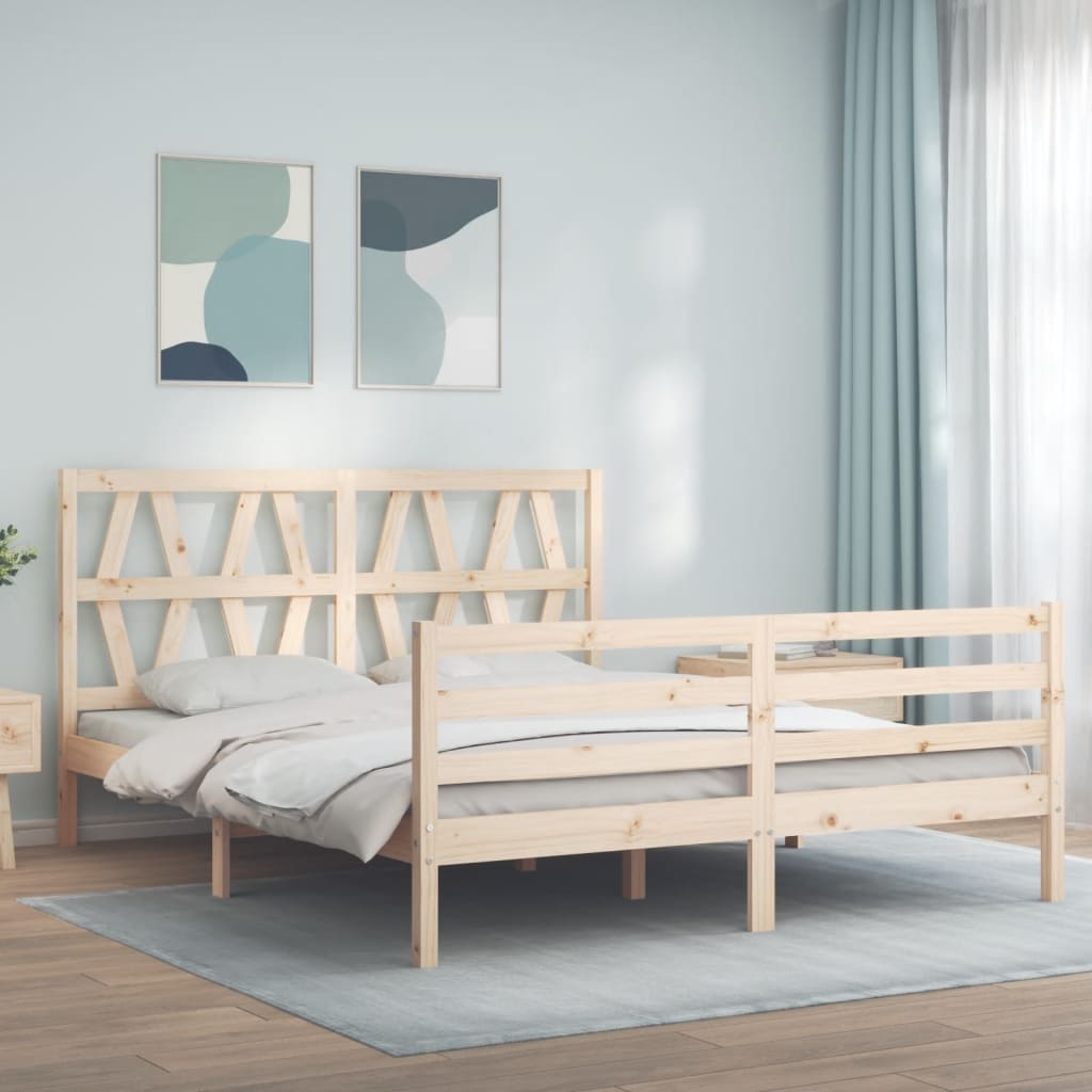 Berkfield Bed Frame with Headboard 160x200 cm Solid Wood