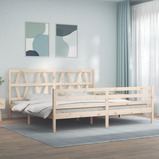 Berkfield Bed Frame with Headboard 200x200 cm Solid Wood