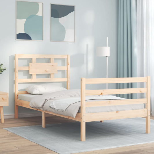 Berkfield Bed Frame with Headboard Single Solid Wood