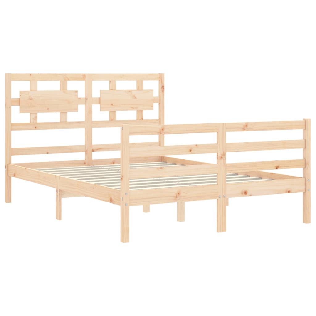 Berkfield Bed Frame with Headboard Small Double Solid Wood