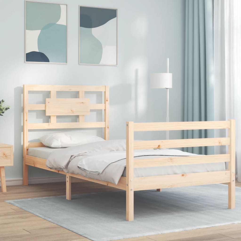 Berkfield Bed Frame with Headboard 100x200 cm Solid Wood
