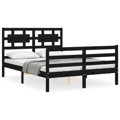 Berkfield Bed Frame with Headboard Black 140x200 cm Solid Wood