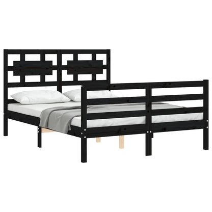 Berkfield Bed Frame with Headboard Black 140x200 cm Solid Wood
