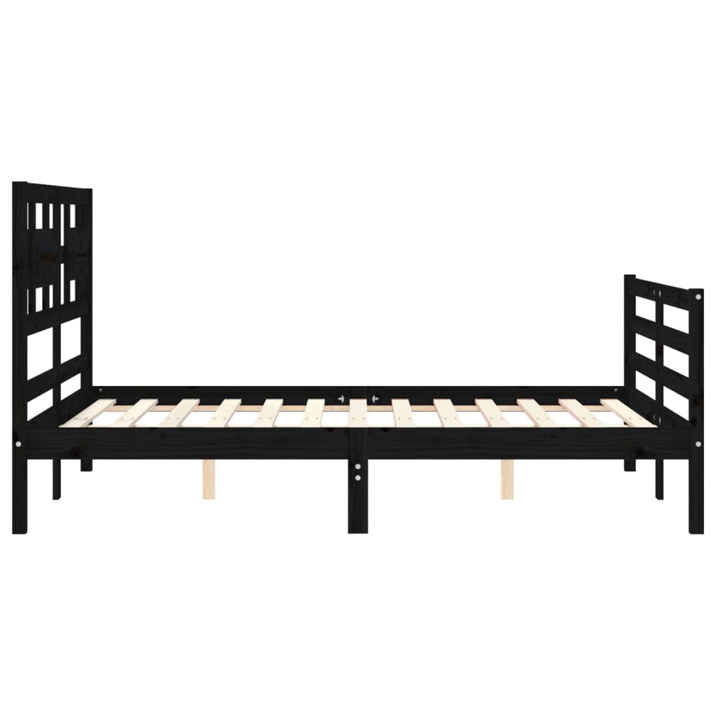 Berkfield Bed Frame with Headboard Black 140x200 cm Solid Wood