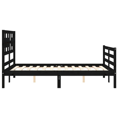 Berkfield Bed Frame with Headboard Black 140x200 cm Solid Wood