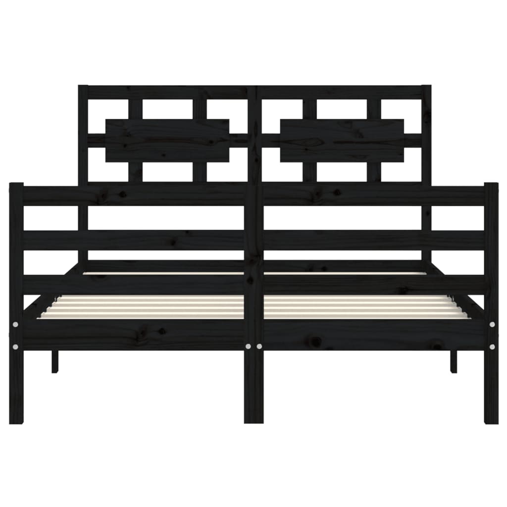 Berkfield Bed Frame with Headboard Black 140x200 cm Solid Wood