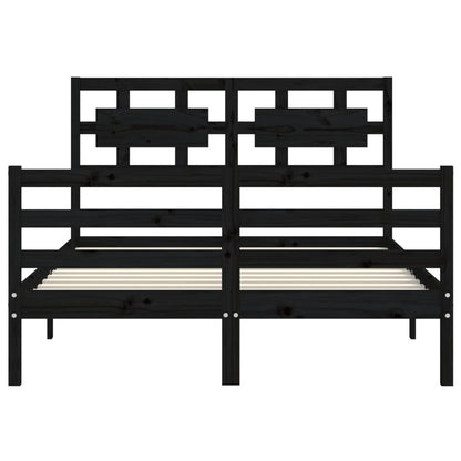 Berkfield Bed Frame with Headboard Black 140x200 cm Solid Wood
