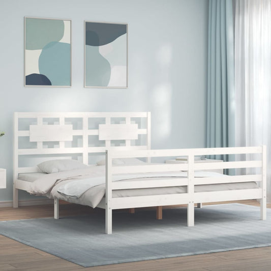 Berkfield Bed Frame with Headboard White 160x200 cm Solid Wood