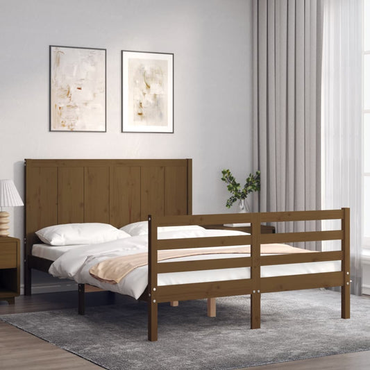 Berkfield Bed Frame with Headboard Honey Brown 120x200 cm Solid Wood