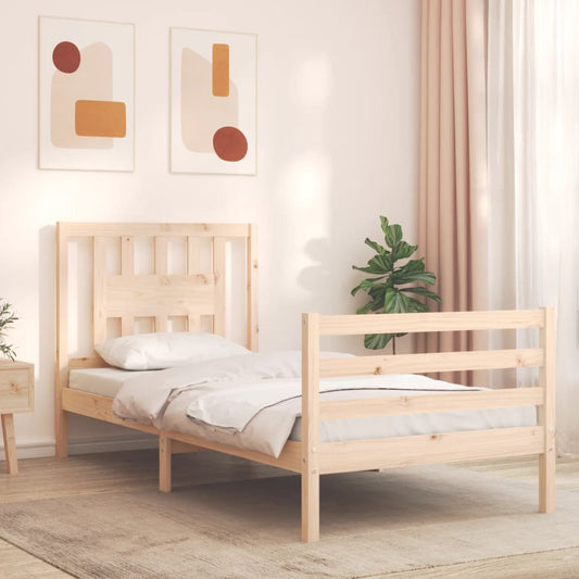 Berkfield Bed Frame with Headboard Small Single Solid Wood