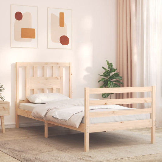 Berkfield Bed Frame with Headboard Single Solid Wood