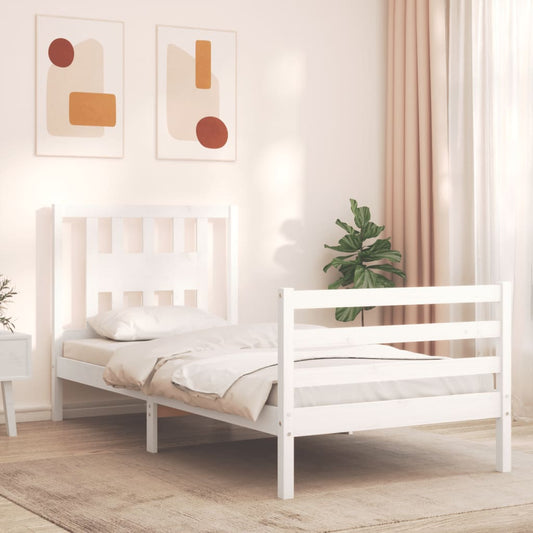 Berkfield Bed Frame with Headboard White 100x200 cm Solid Wood
