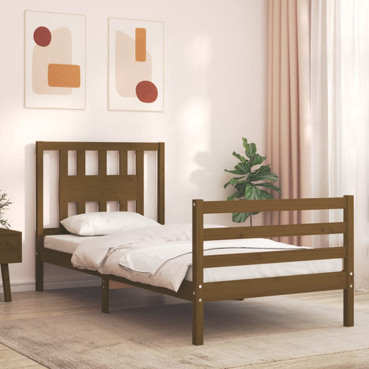 Berkfield Bed Frame with Headboard Honey Brown 100x200 cm Solid Wood