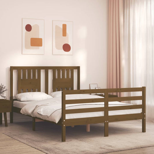 Berkfield Bed Frame with Headboard Honey Brown 120x200 cm Solid Wood