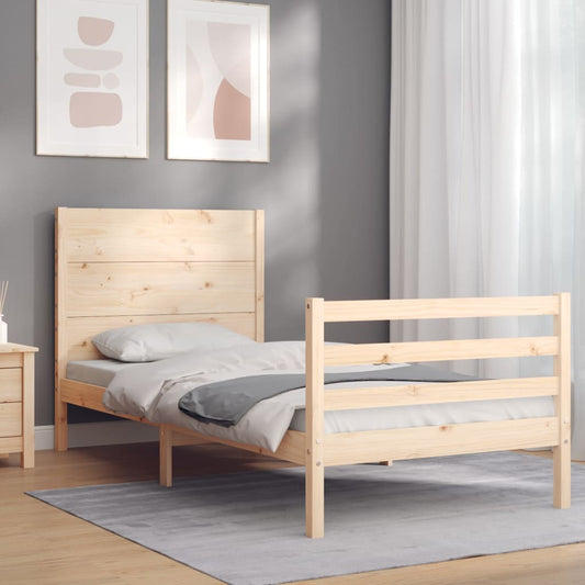 Berkfield Bed Frame with Headboard Single Solid Wood
