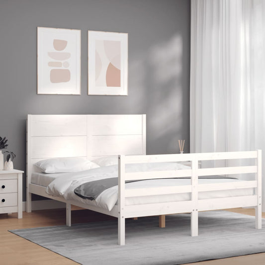 Berkfield Bed Frame with Headboard White 120x200 cm Solid Wood