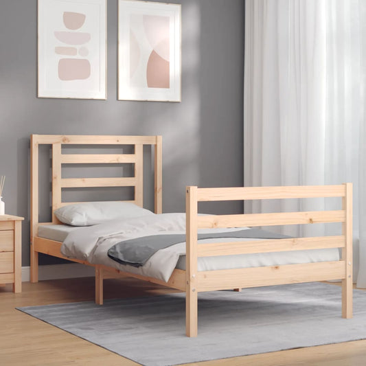 Berkfield Bed Frame with Headboard 100x200 cm Solid Wood