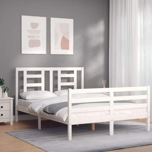 Berkfield Bed Frame with Headboard White 120x200 cm Solid Wood
