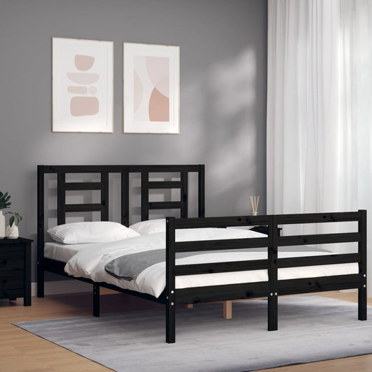 Berkfield Bed Frame with Headboard Black 120x200 cm Solid Wood
