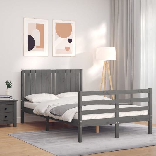 Berkfield Bed Frame with Headboard Grey 120x200 cm Solid Wood