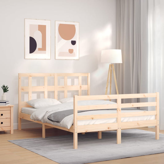 Berkfield Bed Frame with Headboard Small Double Solid Wood