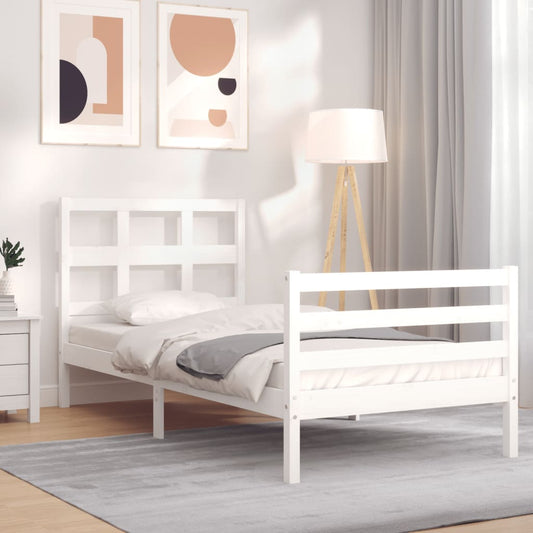 Berkfield Bed Frame with Headboard White 100x200 cm Solid Wood
