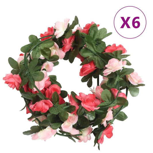 Berkfield Artificial Flower Garlands 6 pcs Spring Rose 250 cm