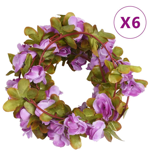 Berkfield Artificial Flower Garlands 6 pcs Light Purple 250 cm